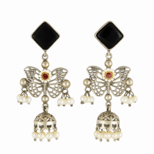 Long Butterfly Silver Tone Classic Earrings