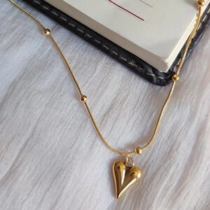 Golden Heart Shape Chain Pendant Necklace