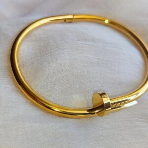 Cuff Nail Design Gold Tone Bracelet
