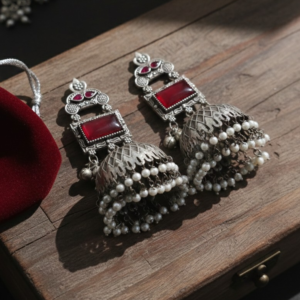 The Royal Ruby Jhumka Classic and authoritative Earrings