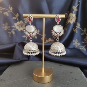 Vrinda Peacock Motif Jhumka Earrings