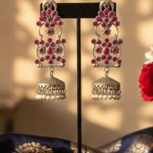 Gulabi Blossom Filigree Jhumkas Earrings