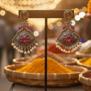 Maharani Pink Blossom Filigree Beautiful Earrings