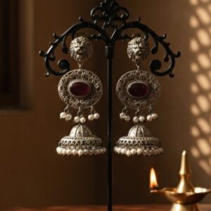 Simha Heritage german Silver Jhumkas earrings