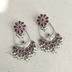 Crescent Bloom Pearl-Drop Chandbalis Earrings