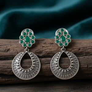 Emerald Teardrop Halo Earrings